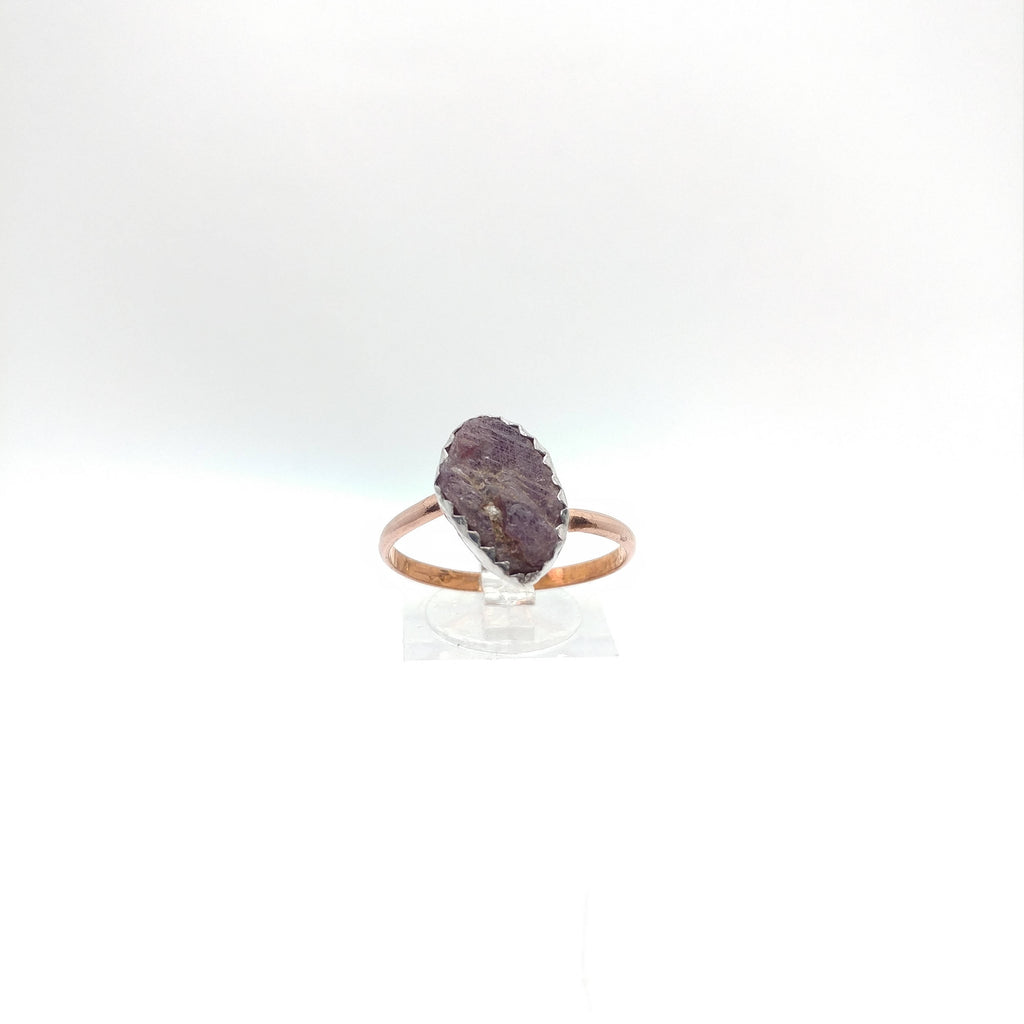 Star Ruby Ring Size 7.75 Stone Statement Ring Copper Electroformed Crystal  Ring Gift for Woman Star Ruby Jewelry Big Stone Ring