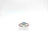 Raw Aquamarine Ring in Mixed Metal Sterling Silver Copper Sz 7.5