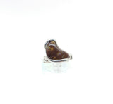 Crescent Moon Mexican Fire Agate Ring in Sterling Silver Sz 6.5