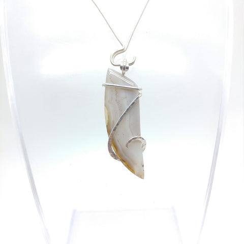 Oregon White Banded Agate Pendant in Sterling Silver