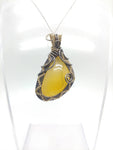 Oregon Opal Butte Opal Pendant Wire Wrapped Sterling Silver & 14kt Yellow Gold Fill