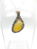 Oregon Opal Butte Opal Pendant Wire Wrapped Sterling Silver & 14kt Yellow Gold Fill