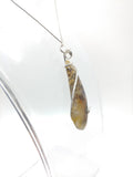 Oregon Graveyard Point Plume Agate Pendant in Sterling Silver with Marcasite