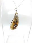 Oregon Graveyard Point Plume Agate Pendant in Sterling Silver with Marcasite