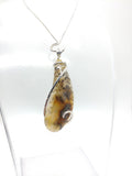 Oregon Graveyard Point Plume Agate Pendant in Sterling Silver with Marcasite
