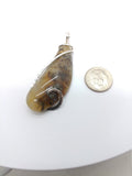 Oregon Graveyard Point Plume Agate Pendant in Sterling Silver with Marcasite