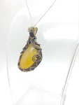 Oregon Opal Butte Opal Pendant Wire Wrapped Sterling Silver & 14kt Yellow Gold Fill