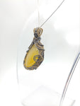 Oregon Opal Butte Opal Pendant Wire Wrapped Sterling Silver & 14kt Yellow Gold Fill