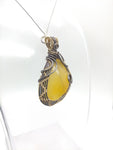 Oregon Opal Butte Opal Pendant Wire Wrapped Sterling Silver & 14kt Yellow Gold Fill