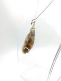 Oregon Graveyard Point Plume Agate Pendant in Sterling Silver with Marcasite