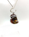 Rare AAA Mexican Fire Agate Gemstone Necklace in Hammered Sterling Silver