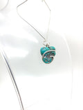 Heart Shape Raw Turquoise Nugget Pendant Sterling Silver from the Morenci Mine