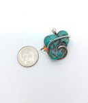 Heart Shape Raw Turquoise Nugget Pendant Sterling Silver from the Morenci Mine