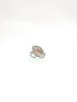Raw Pink Oregon Sunstone Crystal Ring in Sterling Silver Sz 5 with Copper Schiller