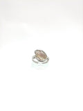 Raw Pink Oregon Sunstone Crystal Ring in Sterling Silver Sz 5 with Copper Schiller