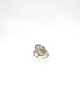 Raw Pink Oregon Sunstone Crystal Ring in Sterling Silver Sz 5 with Copper Schiller