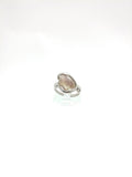 Raw Pink Oregon Sunstone Crystal Ring in Sterling Silver Sz 5 with Copper Schiller