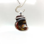 Rare AAA Mexican Fire Agate Gemstone Necklace in Hammered Sterling Silver
