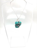 Heart Shape Raw Turquoise Nugget Pendant Sterling Silver from the Morenci Mine