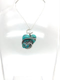 Heart Shape Raw Turquoise Nugget Pendant Sterling Silver from the Morenci Mine