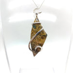 Morrisonite Picture Jasper Pendant Necklace in Hammered Sterling Silver