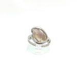 Raw Pink Oregon Sunstone Crystal Ring in Sterling Silver Sz 5 with Copper Schiller