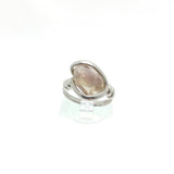 Raw Pink Oregon Sunstone Crystal Ring in Sterling Silver Sz 5 with Copper Schiller