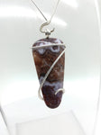 California Paisley Plume Agate Pendant in Hammered Sterling Silver