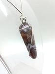 California Paisley Plume Agate Pendant in Hammered Sterling Silver