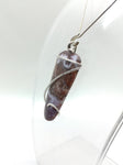 California Paisley Plume Agate Pendant in Hammered Sterling Silver