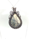 Maligano Picture Jasper Tree of Life Pendant Necklace in Woven Recycled Copper