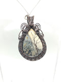 Maligano Picture Jasper Tree of Life Pendant Necklace in Woven Recycled Copper