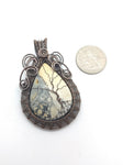 Maligano Picture Jasper Tree of Life Pendant Necklace in Woven Recycled Copper