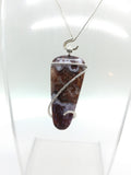 California Paisley Plume Agate Pendant in Hammered Sterling Silver