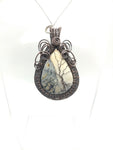 Maligano Picture Jasper Tree of Life Pendant Necklace in Woven Recycled Copper