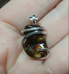 Rare AAA Mexican Fire Agate Gemstone Necklace in Hammered Sterling Silver